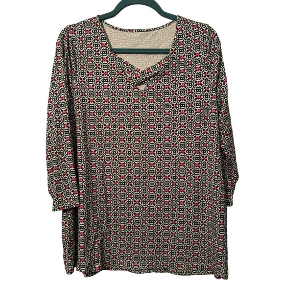 Kim Rogers blouse size PL Womens Top With Geometric Pattern In Rayon & Spandex - Picture 1 of 12